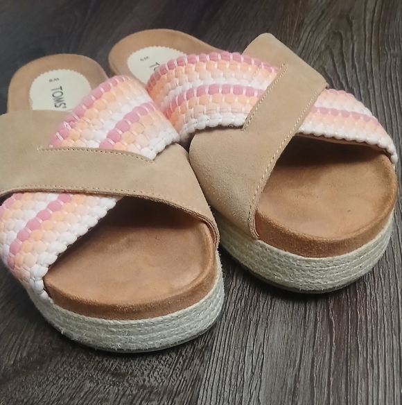 Toms Paloma Slide Sandals Pink Creamicle Orange Size 9 - Picture 3 of 8